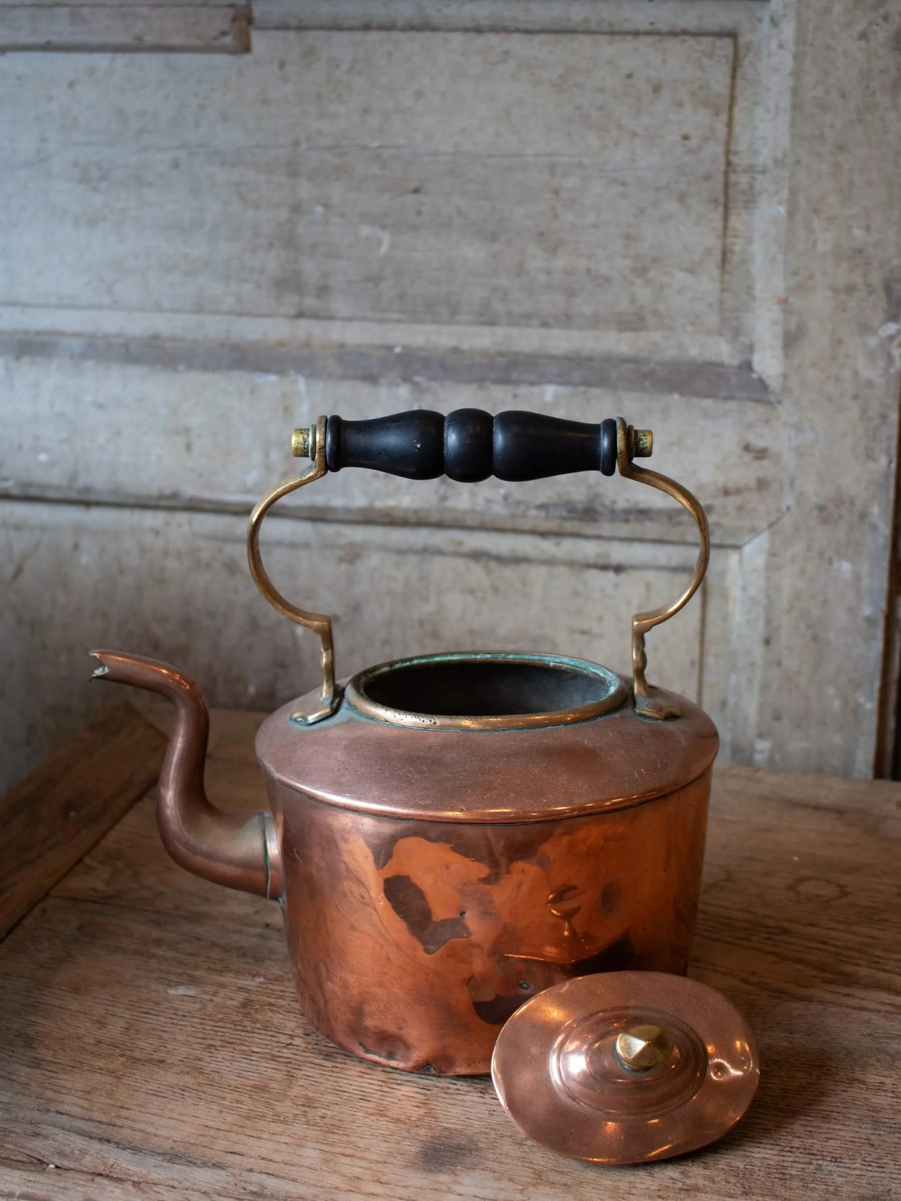 Copper Tea Kettle Gooseneck Spout Tin Lined Copper Teapot Hinged Handle